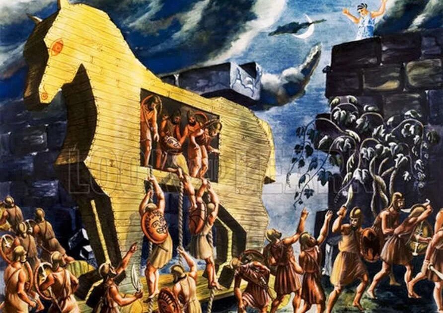 Троянский конь картина. Троянский конь одиссея. Древняя греция троянский конь. Троянский конь картина. Древняя греция троянский конь.