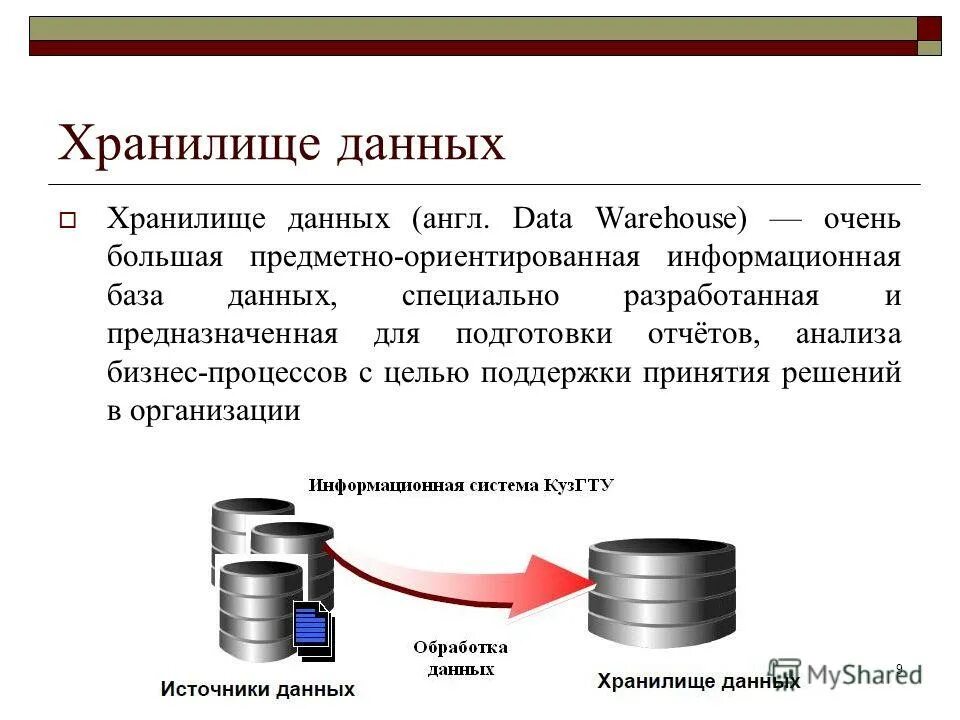 Цель хранилища данных. Цель хранилища данных