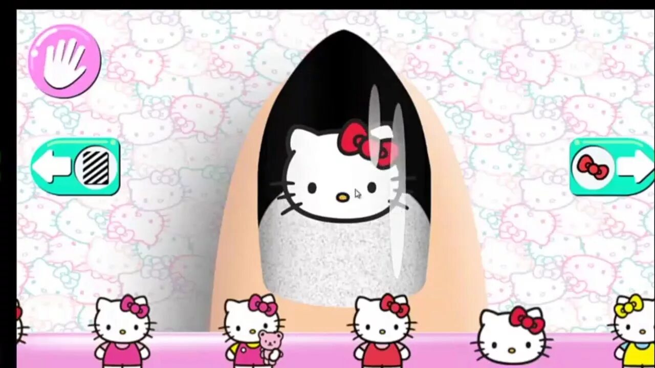 Маникюр с хелло китти. Игрушки hello kitty парикмахерская. Маникюр хэллоу китти. Kitty nail video. Маникюр на короткие ногти с хеллоу китти.