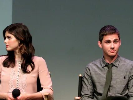 Logan Lerman and Alexandra Daddario at the Apple Store Soho in New York Cit...
