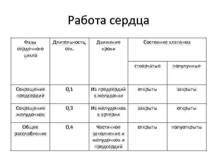 Клапаны сердца таблица. Клапаны сердца таблица