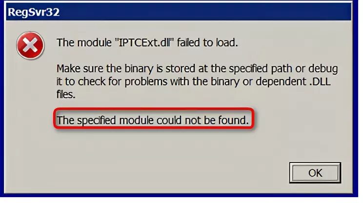 Cannot load dll. Указ.dll. Make sure the binary is Stored at the specified Path or debug dll. Unable to retrieve the Specifications for the desktop.