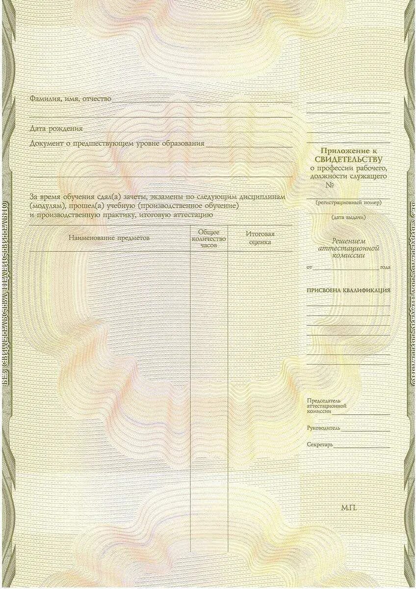 Бланк приложения свидетельства. Дубликат свидетельства о профессии рабочего должности служащего. Приложение к свидетельству о профессии рабочего должности служащего. Заполнение приложения к свидетельству о профессии рабочего. Документ о профессии рабочего должности служащего.