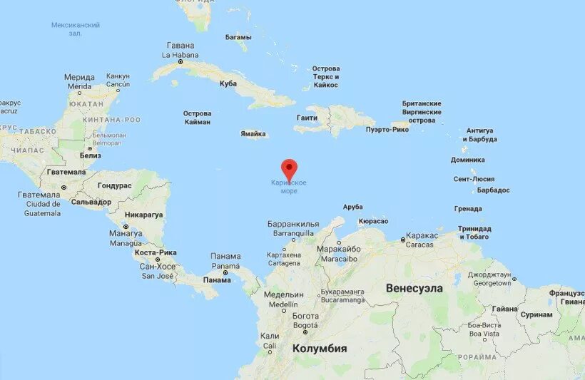 Маршрут карибского моря