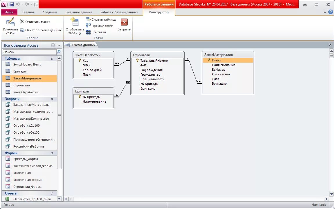 Связи данных access. Схема базы данных access строительная компания. База данных строительной компании SQL. База данных на предприятиях примеры таблиц. БД со связями в аксесс.