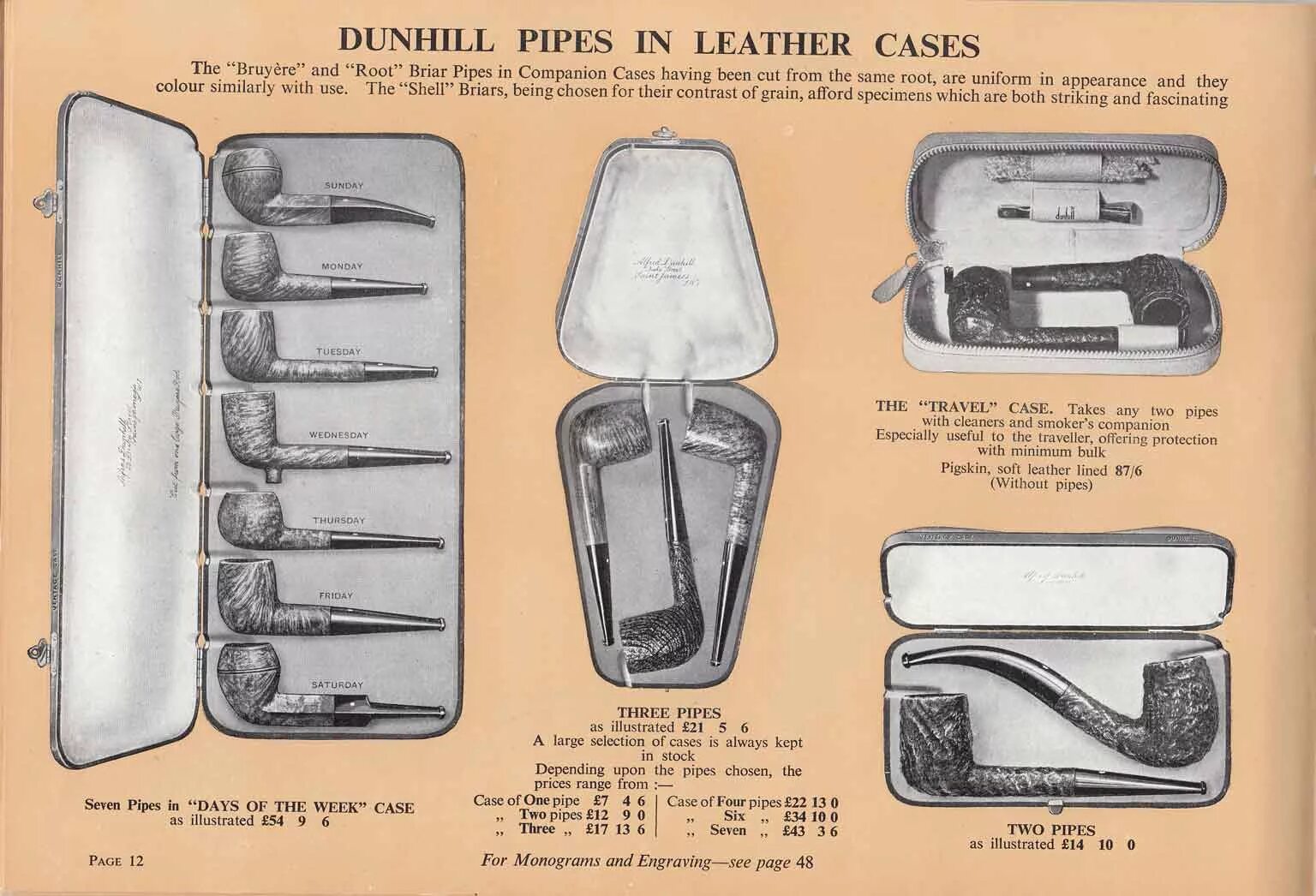 Not always the case. Dunhill pipe type. ранние каталоги трубок dunhill. laying two pipes in one case.