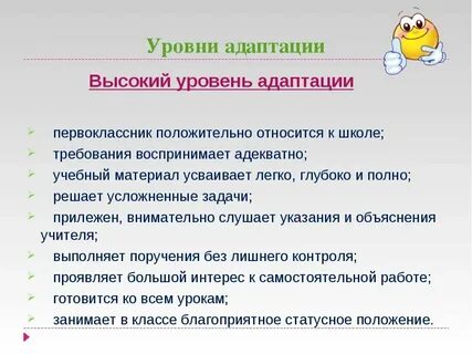 Анализ адаптации 1 класс