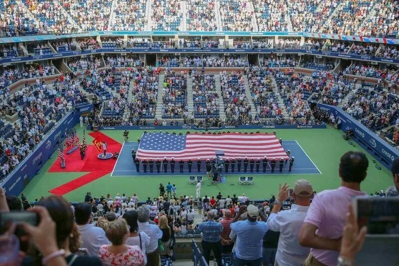 Сша опен. Стадион артура эша. чемпионат сша. теннис стадион. национальный теннисный центр пекин 2008.