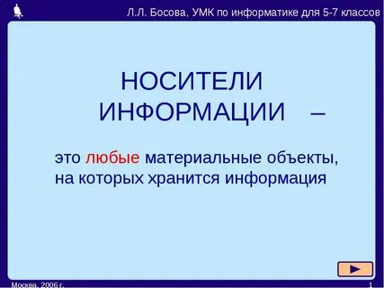 Источник информации 5 класс информатика