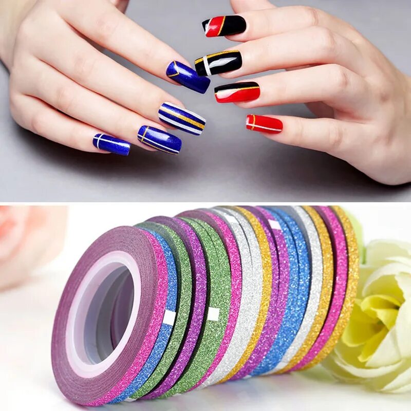 Лаковые полоски для ногтей для лампы. Снятие гель лака. Лаковые полоски для ногтей. Цветная лента на ногтях. Маникюр с блестящими полосками.