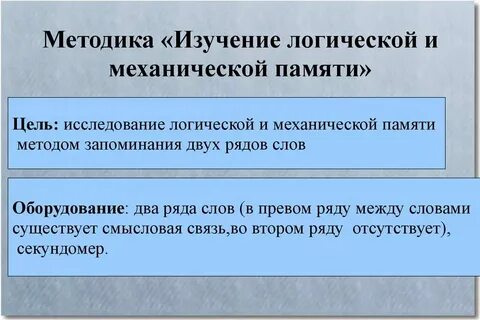 Виды памяти логическая механическая