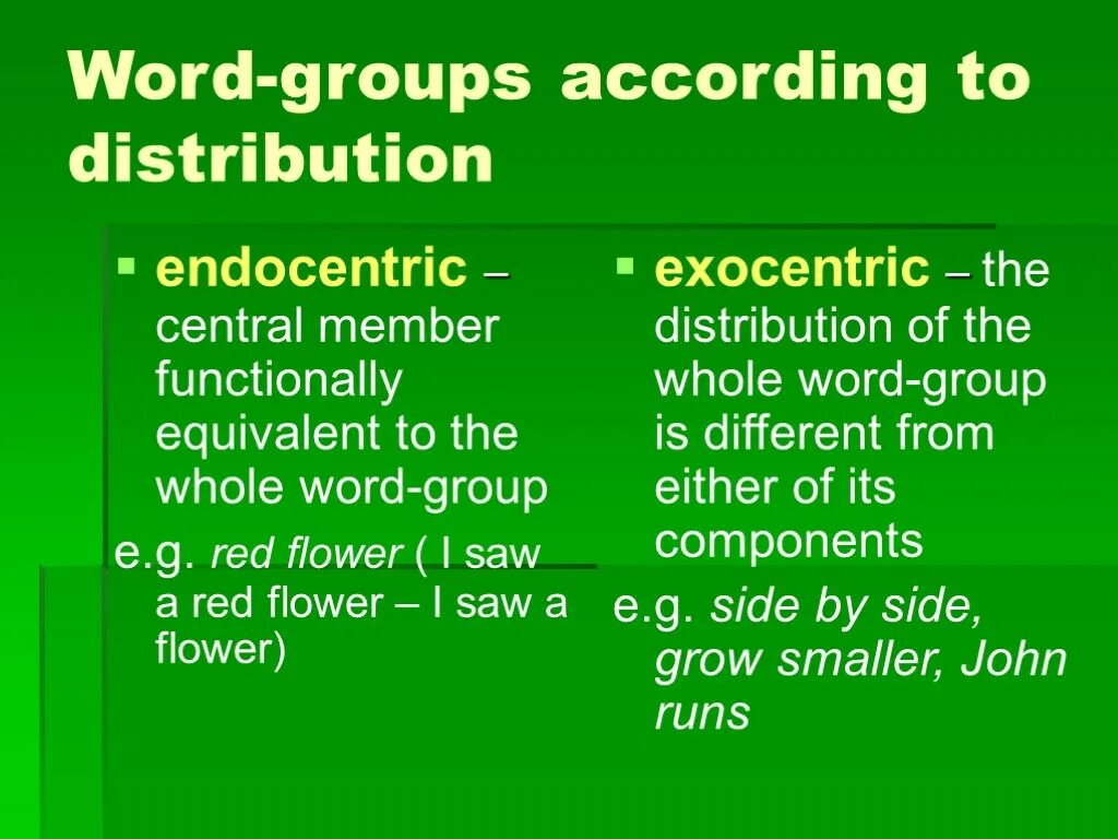 Груп текст. Endocentric Word-Groups. Exocentric Word-Groups. Endocentric and exocentric.