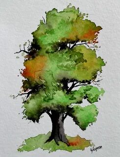 Рисунок дерева красками