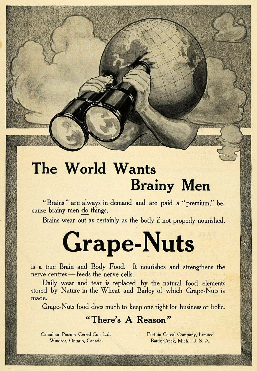 Want brains. Postum напиток. Grape Nuts. Реклама натс мозг. Реклама Nuts.