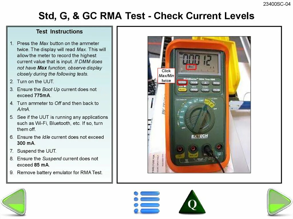 Check Test. GBC Test. Postep60-256 Idle current. Current Level: 1. Current level