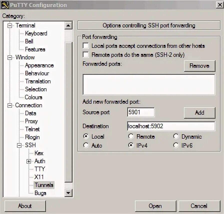 Putty порт. Putty порт