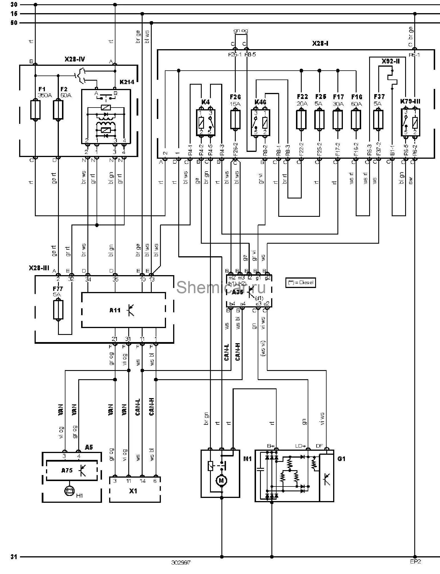 Electrical diagram, Vacuum switch, Ford sierra