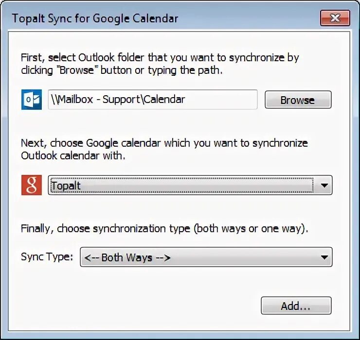 Outlook sync. Outlook sync