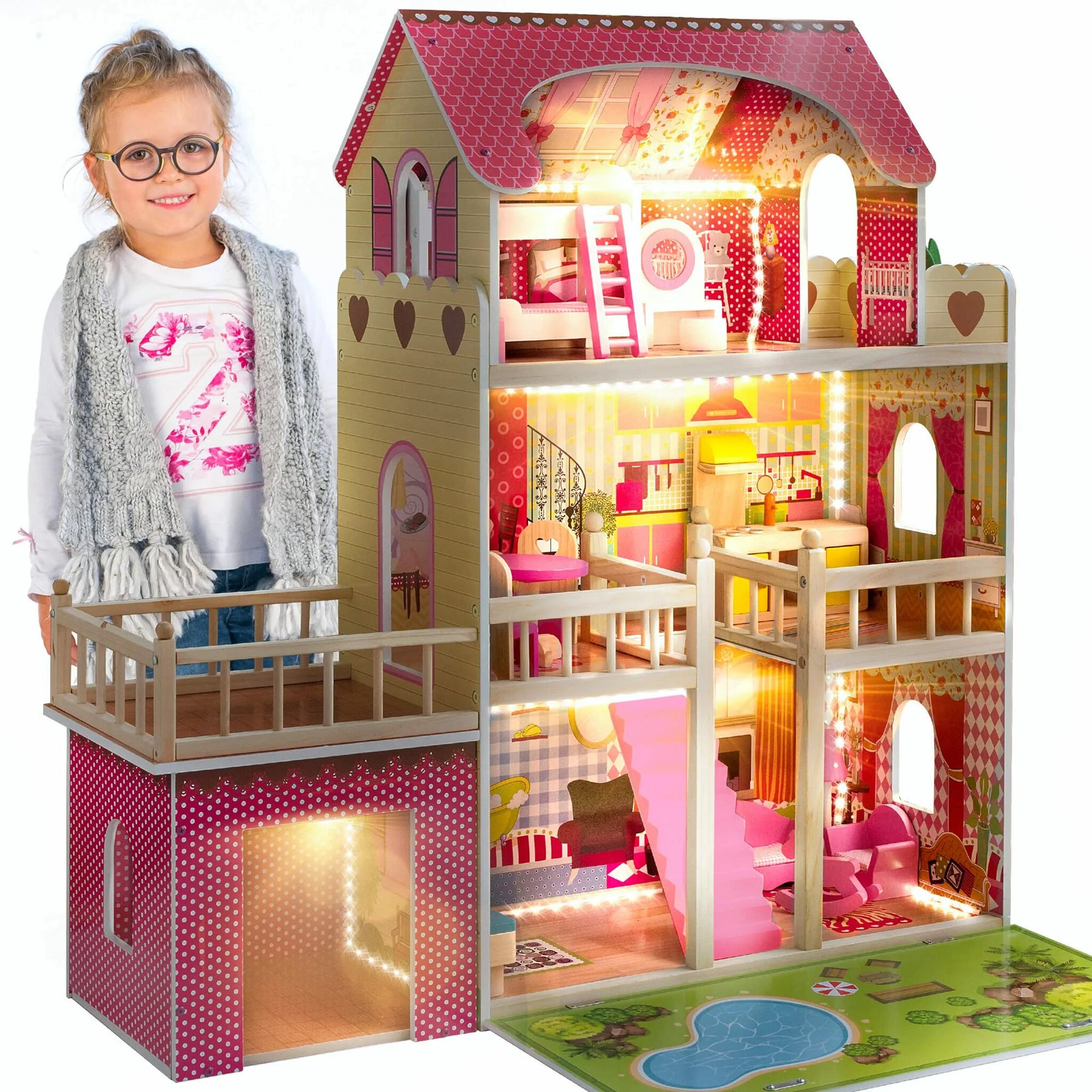 Домик для куклы Барби Barbie Traumvilla Dream House. Puppenhaus в Новосибирске. Puppenhaus Dollhouse KIDLAND. Барби led.