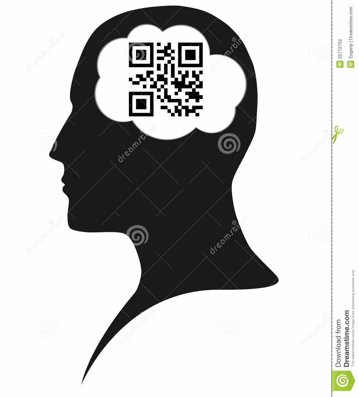 Мозг код. Brain code QR код. QR вместо головы. Мозг с кодами.