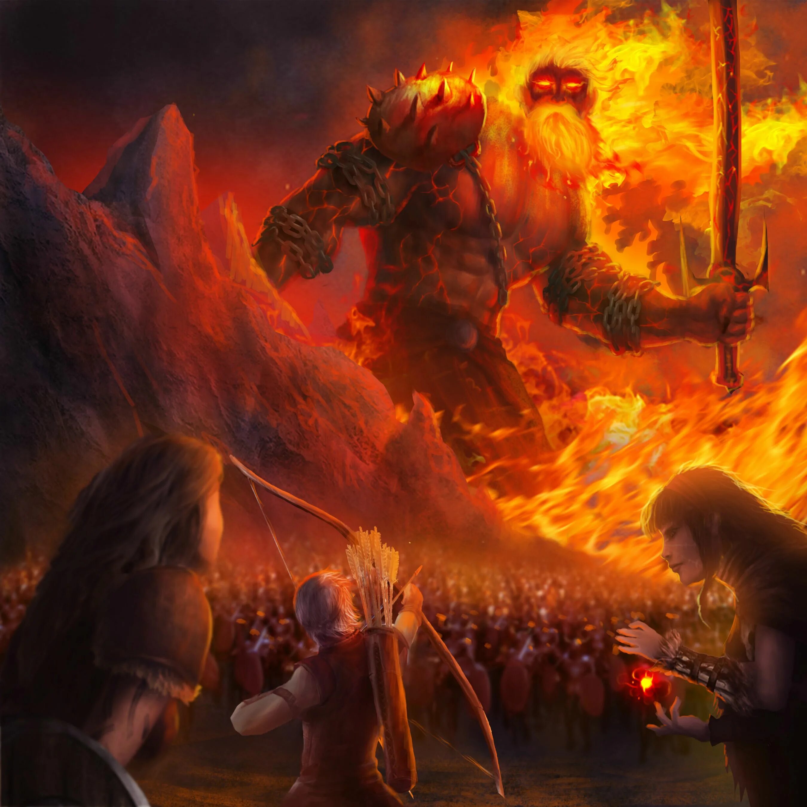 рагнарок суртур. огненный великан сурт. огненный гигант. суртур мифология демон. сурт скандинавская мифология.
