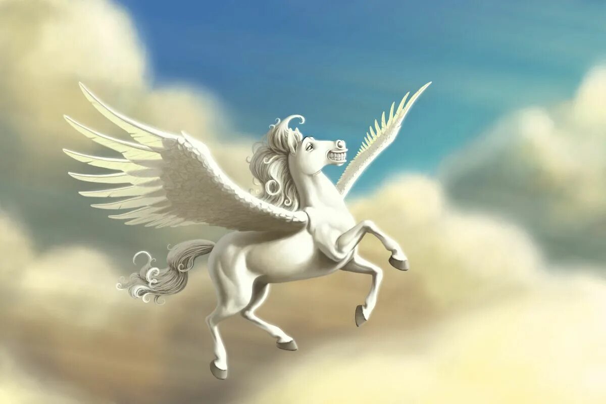 Кто является отцом пегаса. Пегас Единорог. Крылатый конь. Летающий конь. Пегас фото.