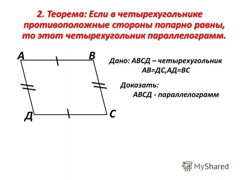 Стороны попарно равны у каких фигур