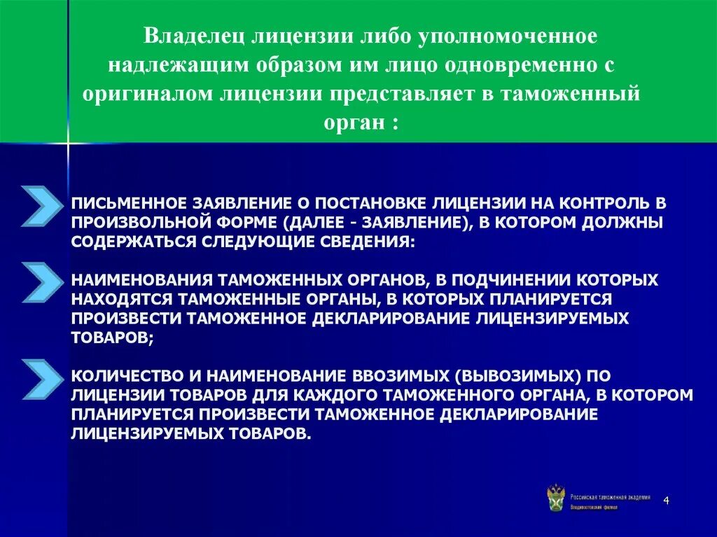 Постановка на таможенный учет. Обязанности владельца лицензии. Лицензируемые товары. Владелец лицензии. Постановка лицензии на ПВН на контроль.