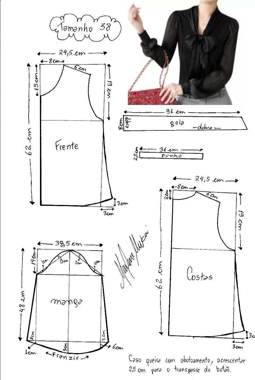 Выкройки блузок с длинным рукавом