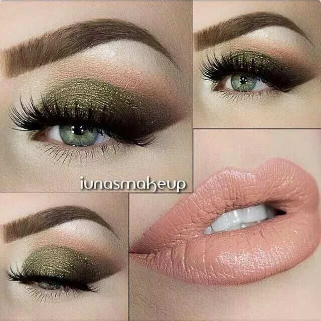 Макияж в коричневых тонах для зеленых глаз This look by @makeupthang is seriously goals. Nude lips ✔ Brows on point ✔ Glitt