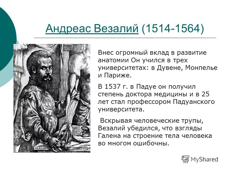 везалий основоположник