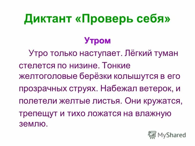 Диктант 4 класс утро