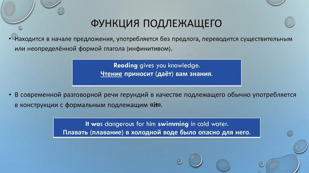 Функция подлежащего в предложении