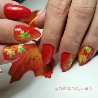 Дизайн ногтей с осенними листьями