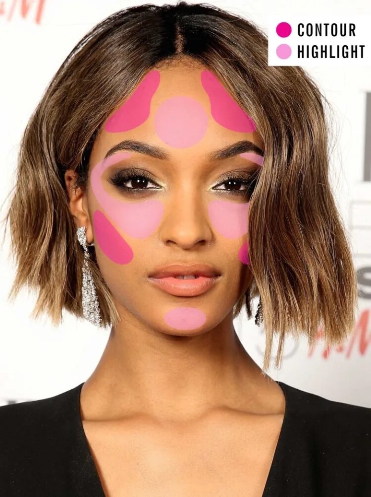 контуринг на темные волосы каре. контуринг на каре с челкой.