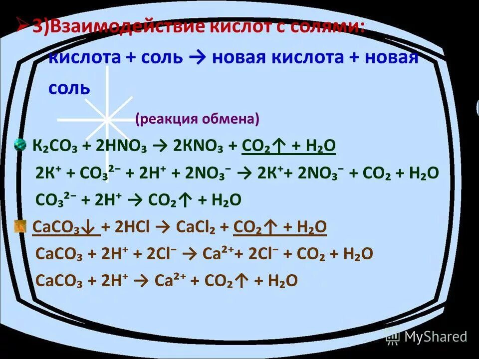 Угольная кислота с солями реакция