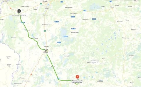 Сколько ехать до пушкинских гор