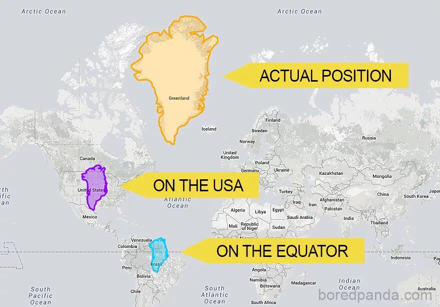 Правильная карта. Реальные Размеры стран на карте. Реальный размер Гренландии на карте. Карта мира в реальном масштабе. Реальный масштаб стран на карте.