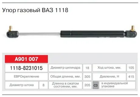 Размеры амортизаторов калина