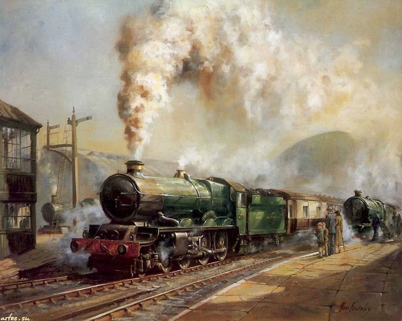 Alan Fearnley картины поездов. Платонов паровозы