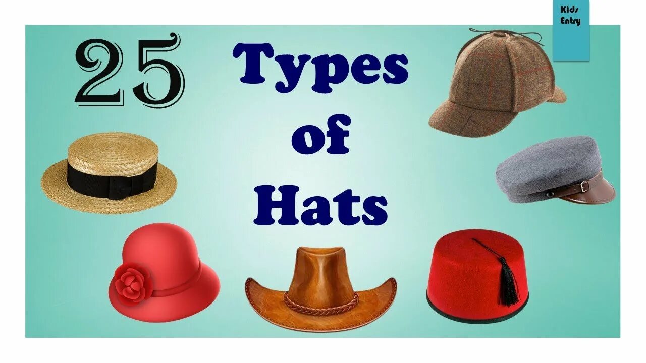 Kinds of hats. Types of hats. Hats in English. Types of Headwear.