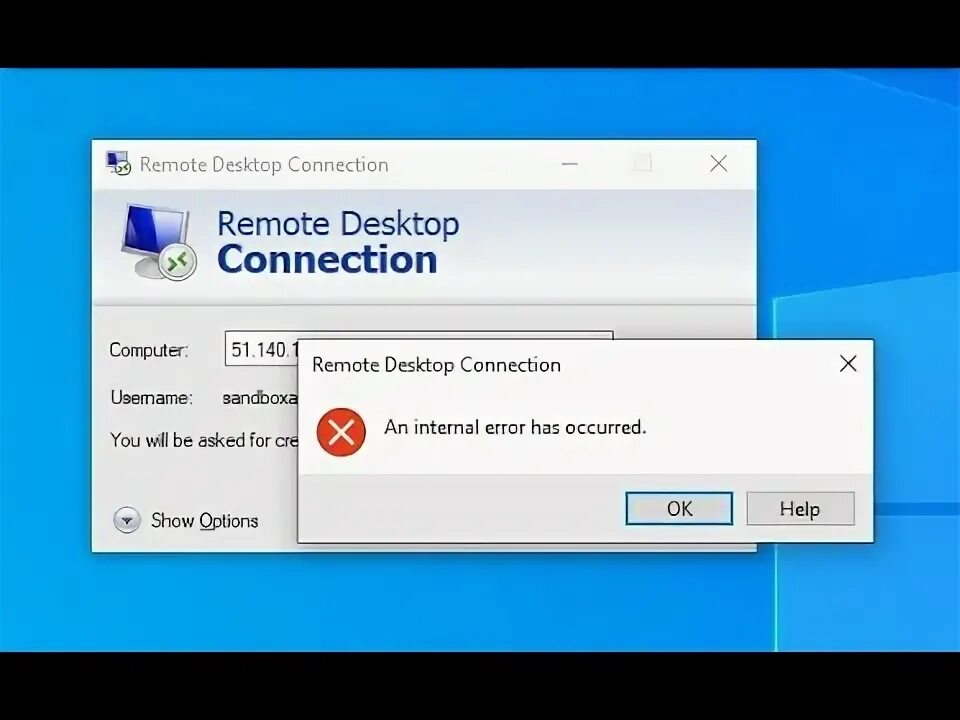 RDP внутренняя ошибка. Error connect RDP. An Internal exception occurred ошибка. Код ошибки 0x4 RDP. An internal error has occurred