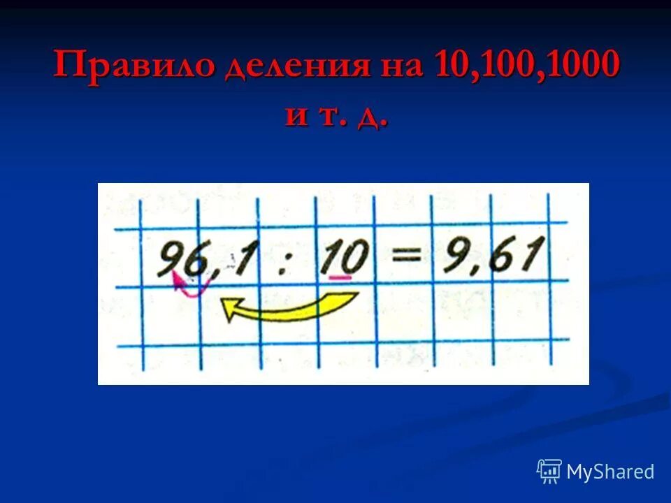 Правило деления на 10 100 1000