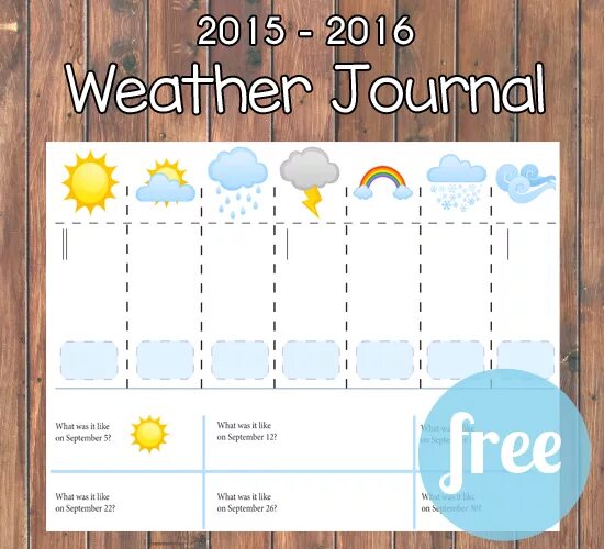 Enjoy the good weather. Weather Journal for Kids. Weather 2016. Weather Diary. Enjoy good weather.