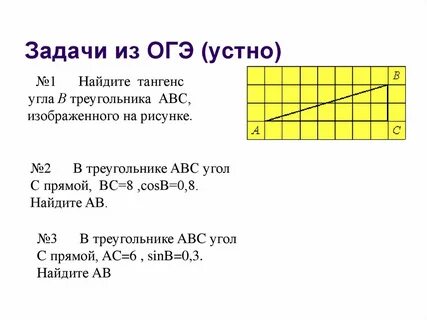 Найди тангенс угла абс