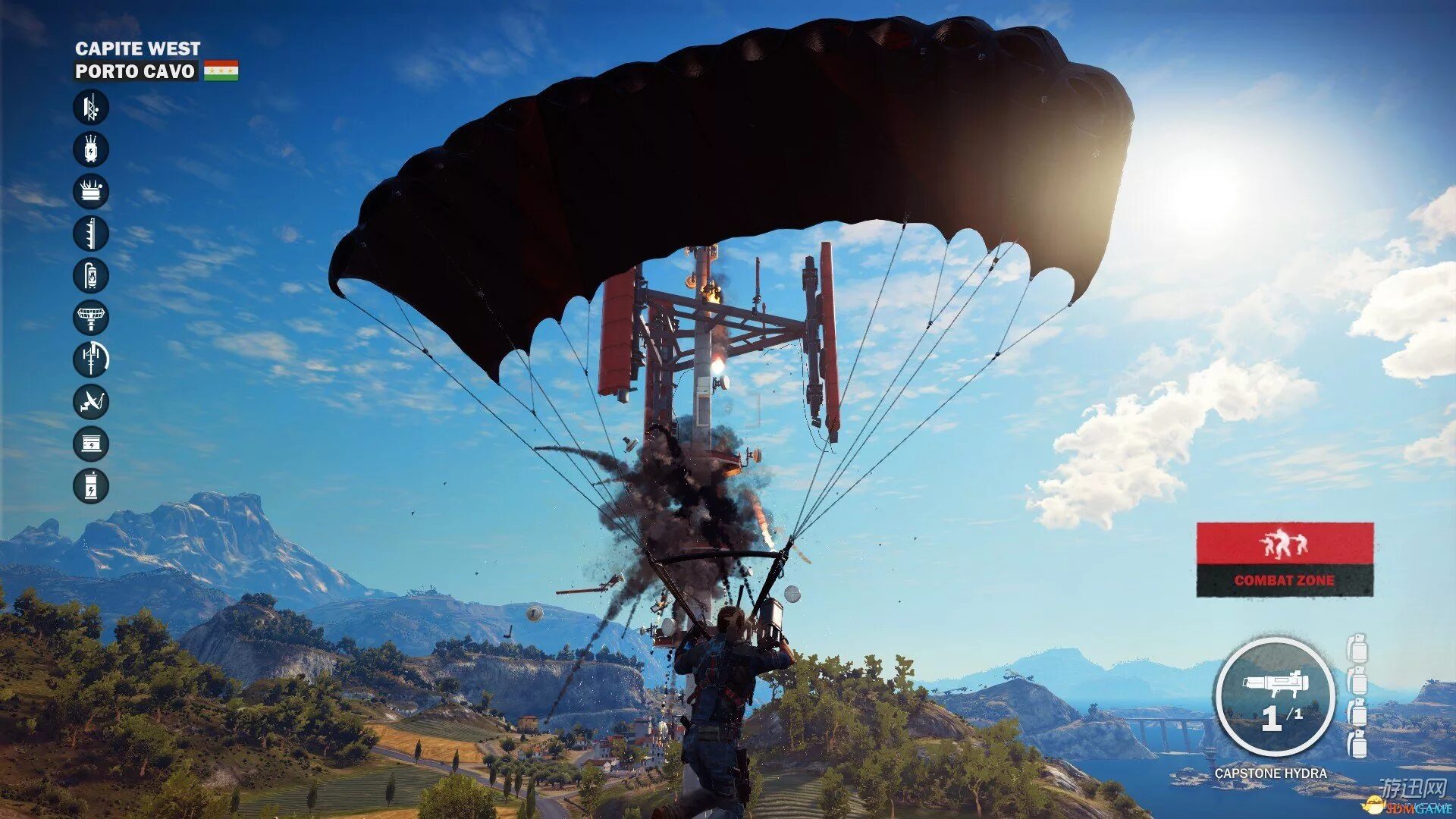 Just cause 3 трейнер. Джаст каус 5. Черная рука Джаст каус 3. Джаст каус 3 разрушение. Мониторы в Джаст каус 3.