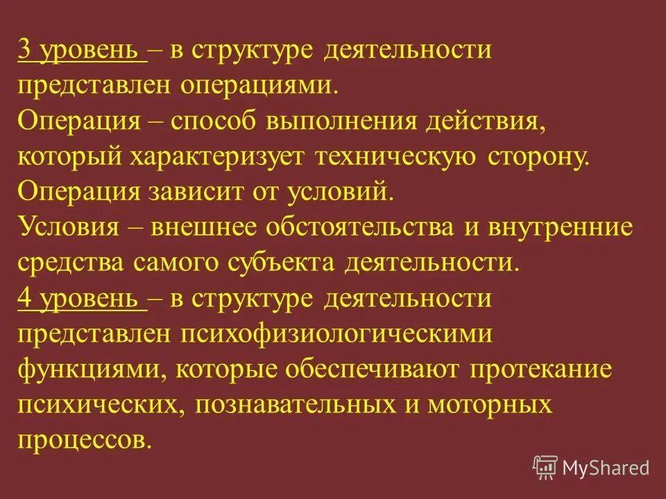 Способы операции выполнения действий. Способы операции выполнения действий
