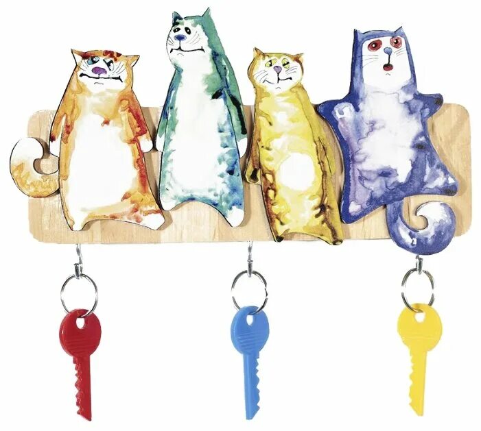 Ключница кот. Ключница "с кошкой". Панно из глины кот. Необычная ключница настенная. Ключница кот.