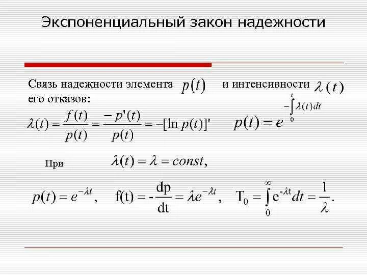 Интенсивность экспоненциального распределения. Экспоненциальный закон надежности. эксподенциальныйзакон. интенсивность отказов экспоненциальный закон. экспоненциальный закон надежности формула.