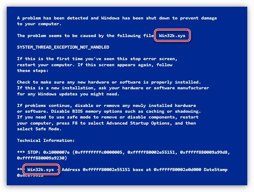 Ошибка thread 1. Ошибка windows 7 0x0000007e синий экран.